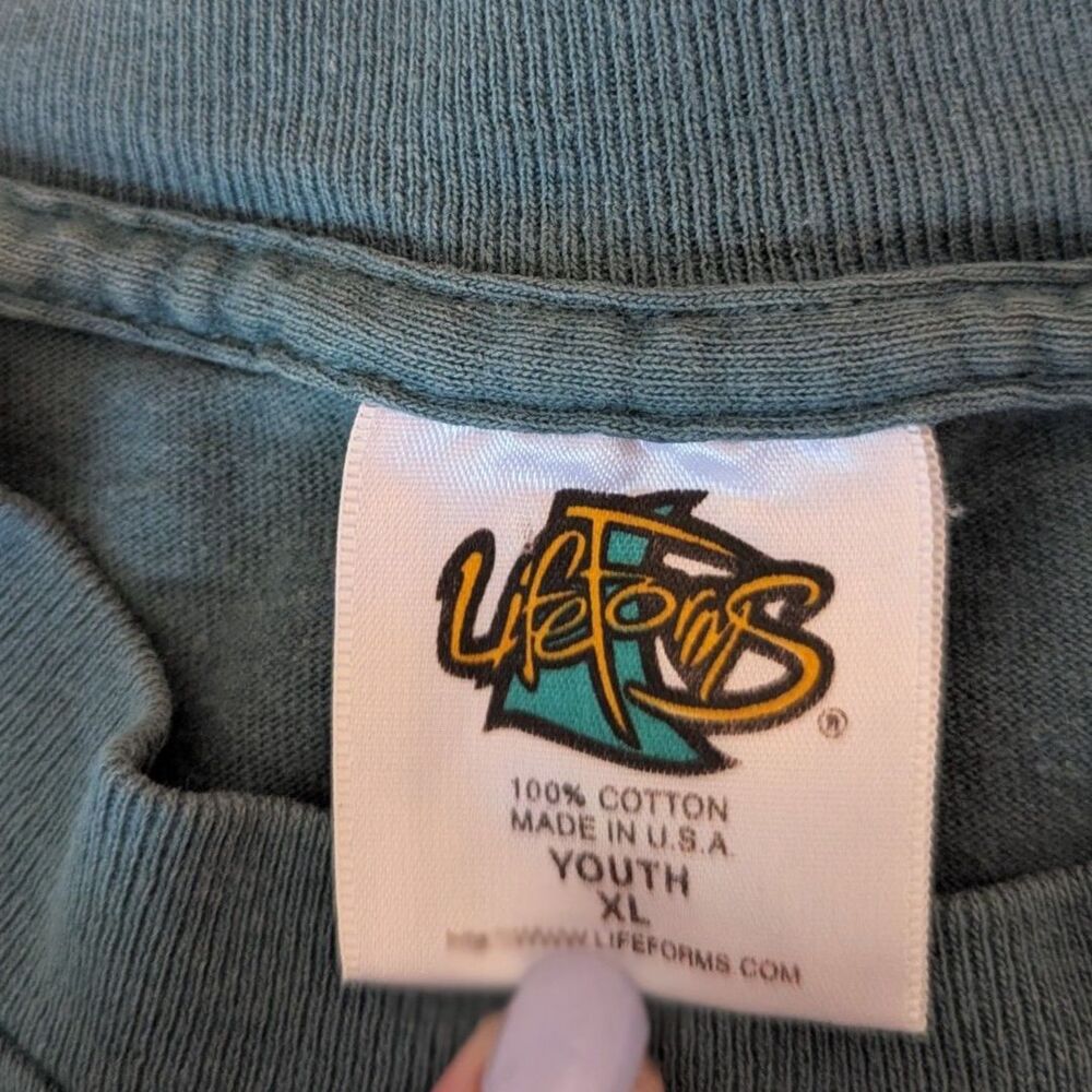 Vintage 90s Faded Teal Soccer Snake Strike Zone Graphic T-Shirt Made in USA - Picture 2 of 6